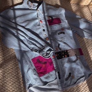 Vintage Item! unique vintage denim button up, comfy + super breathable material